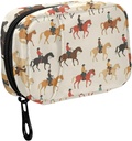 Fustylead Colorful Western Cowboy Riding Horse Pill Organizer for Purse, Weekly Portable Pill Box with Zipper to Storage Vitamins Fish Oils Medications Supplements