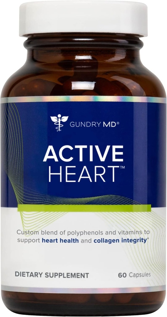 Gundry MD® Active Heart Polyphenol and Vitamin Blend to Support Heart Health and Collagen Integrity, 60 Count