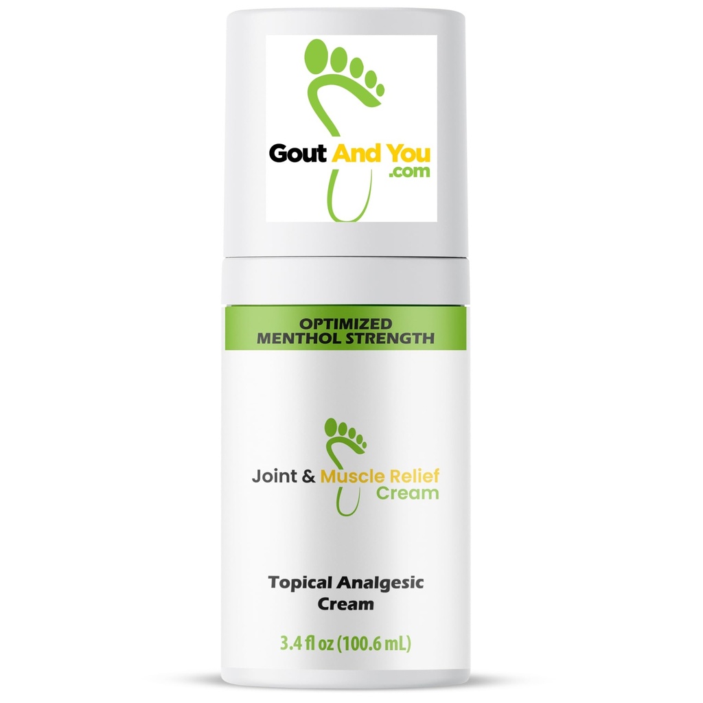 Gout and You Extra Strength Optimized Menthol Joint Discomfort Relief Cream for Joint Flare-Ups, Tendon, Muscle Ache - Fast Acting Joint Discomfort Relieving Rub with 19 Ingredients