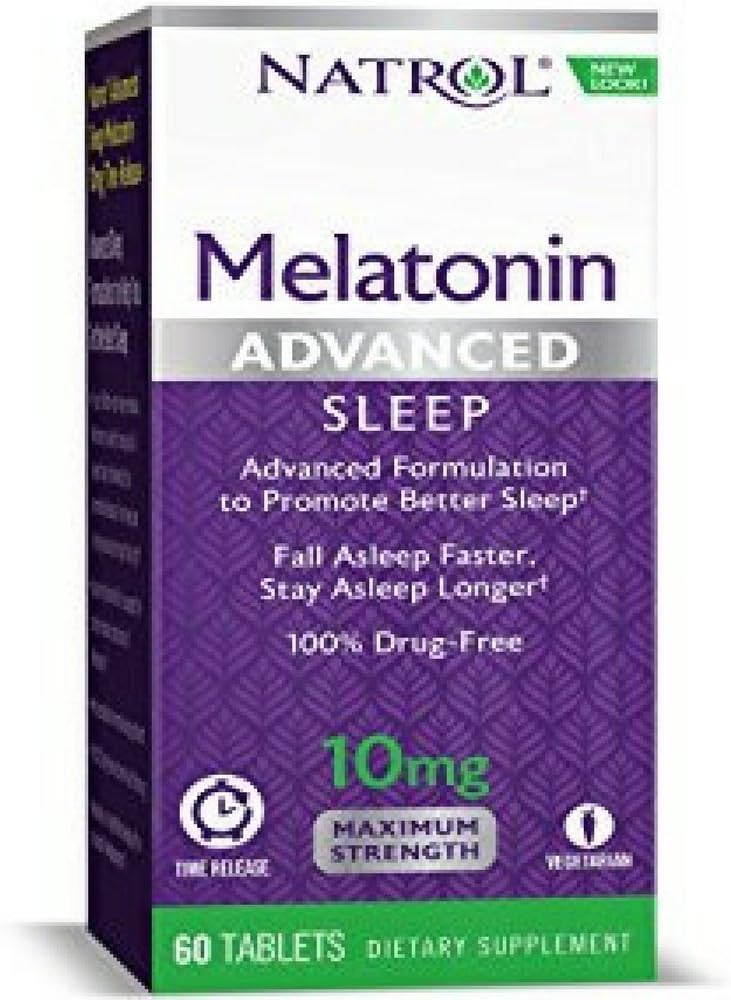Natrol Advanced Sleep Melatonin Tablets, Maximum Strength, 60 Count, Pack of 5