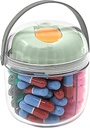 Mini Pill Dispenser Organizer Bottle, Daily Travel Medication Box with Secure Closure (Mini - Green)