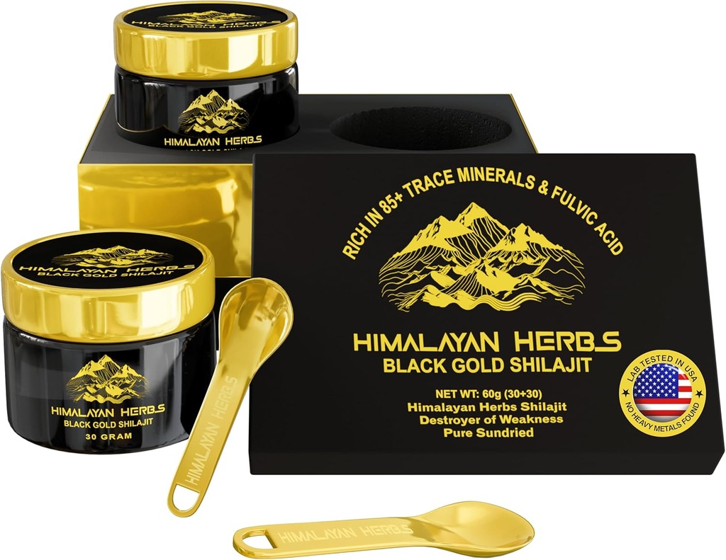 Shilajit Pure Himalayan Organic Herbs I 100% Sundried Gold Grade Shilajit Resin for Men & Women with Fulvic Acid & 85+ Trace Minerals, 60g