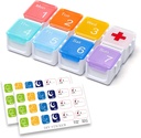 Medicine Organizer, DIY Travel Weekly Pill Organizer case, Daily Pill Box/Container 7 Day, Pill Dispenser/Container for Vitamin/Fish Oil (1 Time A Day, Rainbow)