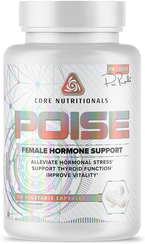 Core Nutritionals Poise Female Hormone Support | Thyroid Hormone Balance & Menstrual Support | with Magnesium & Iodine | Antioxidant Rich | 112 Vegetable Capsules