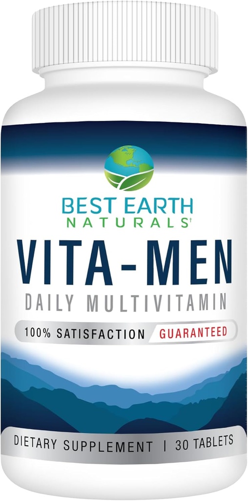 Best Earth Naturals Vita-Men Daily Multivitamin and Mineral Formula for Wellness and Vitality Support 30 Tablets