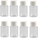 12PCS 30ML 1OZ Transparent Empty Plastic Bottles with White Screw Cap Solid Powder Capsules Pill Tablet Holder Storage Box Refillable Portable Durable Container Jar Pot for Travel Daily Life