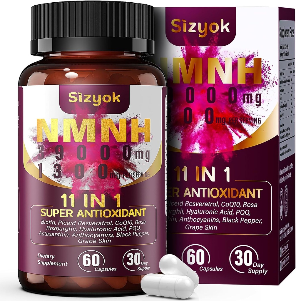 11-in-1 NMNH (Dihydronicotinamide Mononucleotide), 600mg per Serving, NAD+ Supplement with Resveratrol, CoQ10 to Support NAD+ Levels, NMNH Supplement for Anti-Aging, 60 Count, 30 Day Supply-72