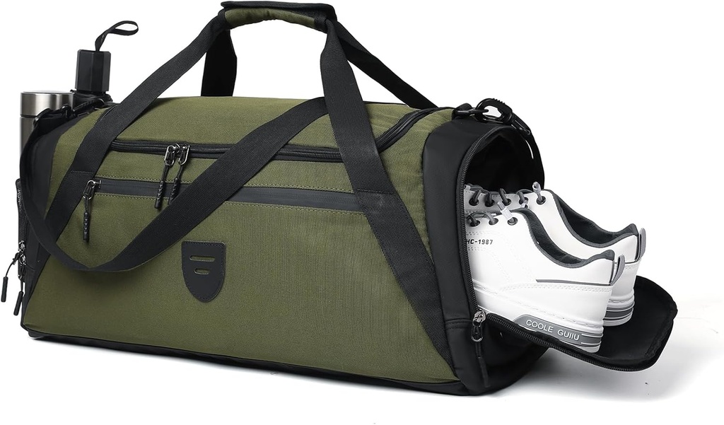 Gym Duffle Bags For Men & Women, Large Duffle Bag For Men Travel, Weekend Overnight Bag With Shoe Compartment & Wet Pocket, Water Resistant Sports Duffle Bag Gymbag A-TD-003-Green