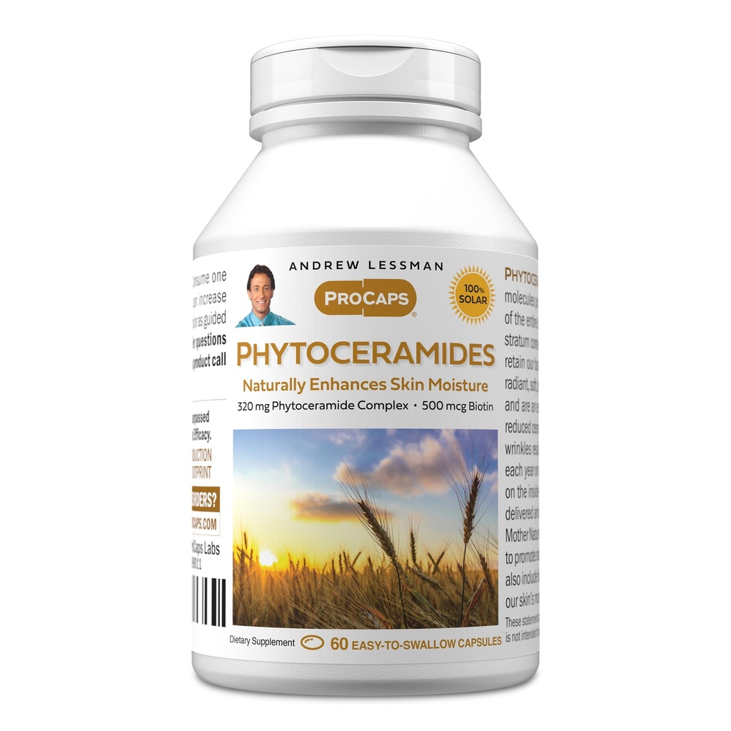 ANDREW LESSMAN Phytoceramides with Biotin 60 Softgels - Skin’s Vital Natural Internal Moisturizer. Naturally Enhances Soft, Smooth, Radiant Skin. No Additives. Small Easy to Swallow Softgels