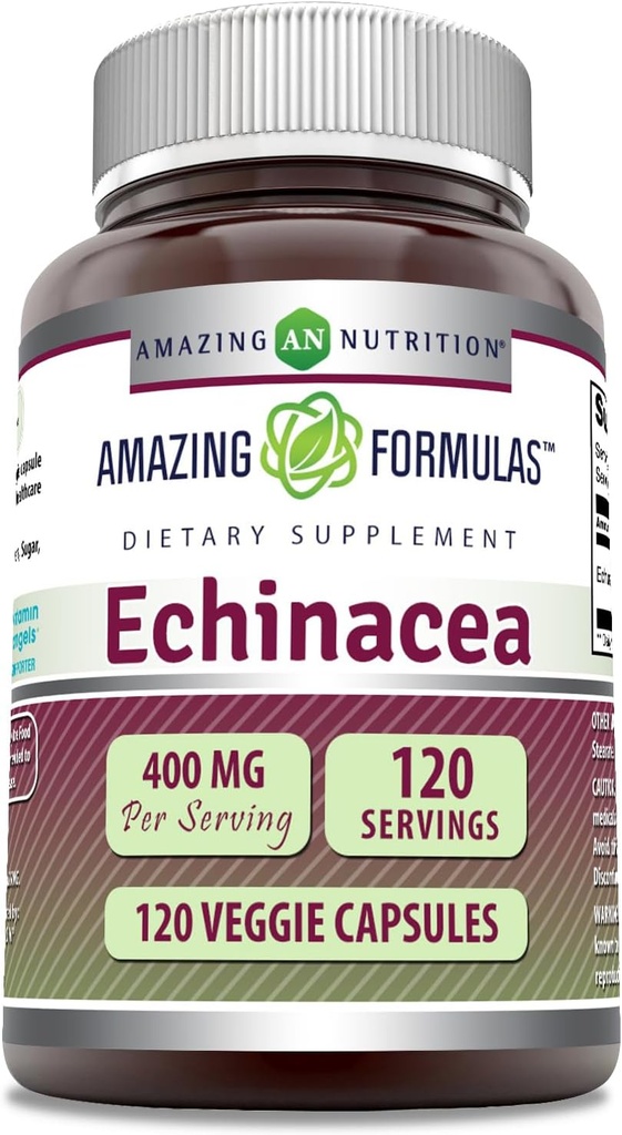 Amazing Formulas Echinacea Supplement | 400 Mg Per Serving | 120 Veggie Capsules | Non-GMO | Gluten Free | Made in USA