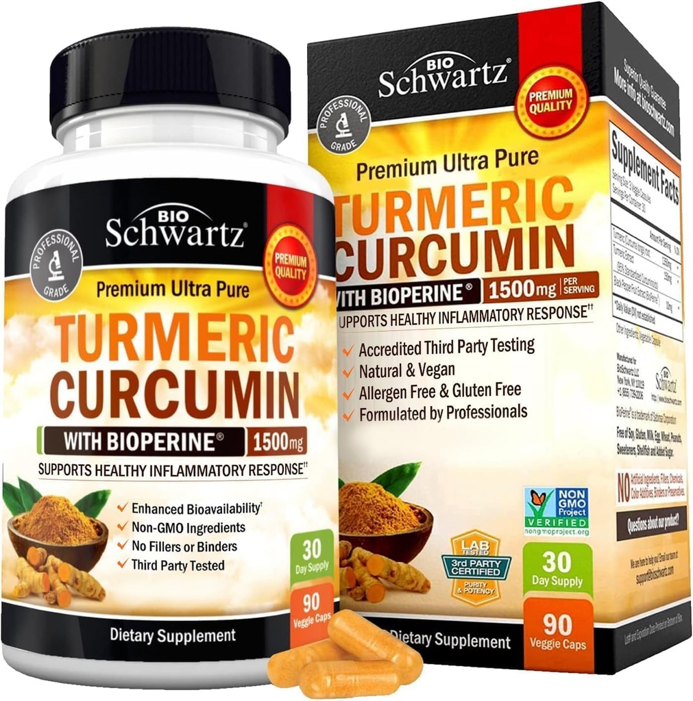 BioSchwartz Turmeric Curcumin 1500 and Sambucus Elderberry with Zinc and Vitamin C