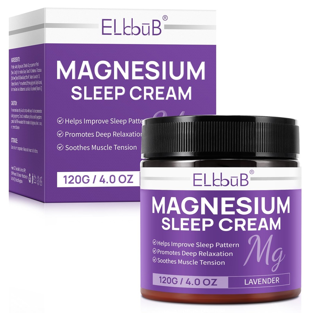 Magnesium Cream for Sleep - Enriched with Almond Oil, Lavender, and Vitamin E for Deep Relaxation - Natural Magnesium Lotion for Skin Nourishment and Quick Absorption - Lavender