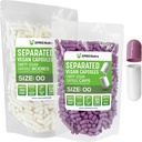 XPRS Nutra Vegan Size 00 Separated Capsules - 1000 Count Premium Empty Capsules Separated in Bags - 00 Pills Empty for DIY Supplement Filling (Lavender/White)