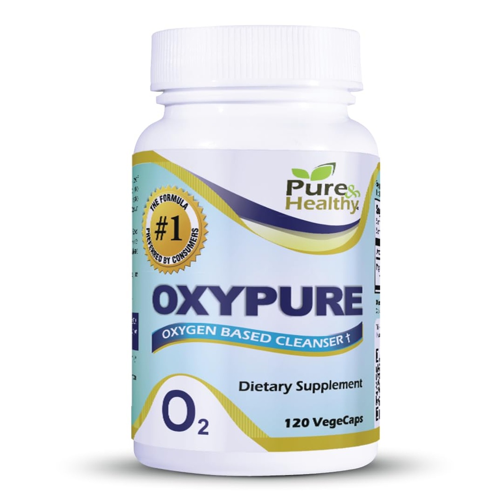 Pure & Healthy Oxypure Magnesium Oxide Colon Cleanser with Sodium Bicarbonate Veggie Capsules 120 Count