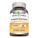 Amazing Formulas Turmeric Curcumin with Bioperine Supplement | 2250 Mg per Serving | Veggie Capsules | Non-GMO | Gluten-Free | Made in USA (1 Pack, 180 Count)