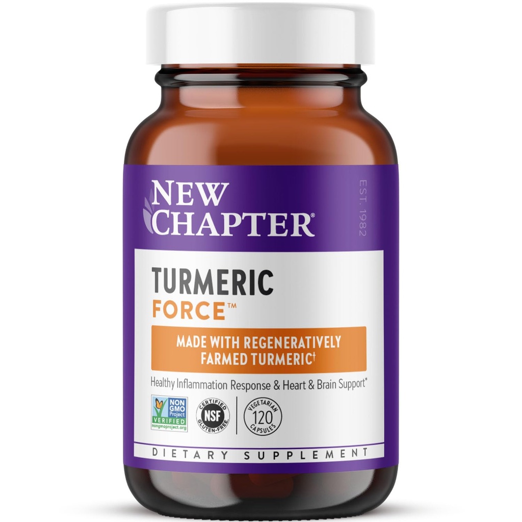 New Chapter Turmeric Supplement, One Daily, Heart, Brain & Healthy Inflammation Support, Supercritical Turmeric Curcumin Means No Black Pepper Needed, Non-GMO, Gluten Free – 120 Count (4 Month Supply)