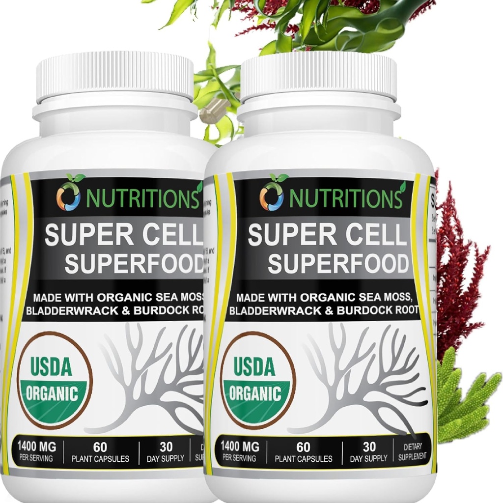 Sea Moss -USDA Certified Organic Irish Sea Moss Capsules with Bladderwrack & Burdock Root – Immune Support Supplement for Men and Women –Womens Vitamins and Mens Vitamins