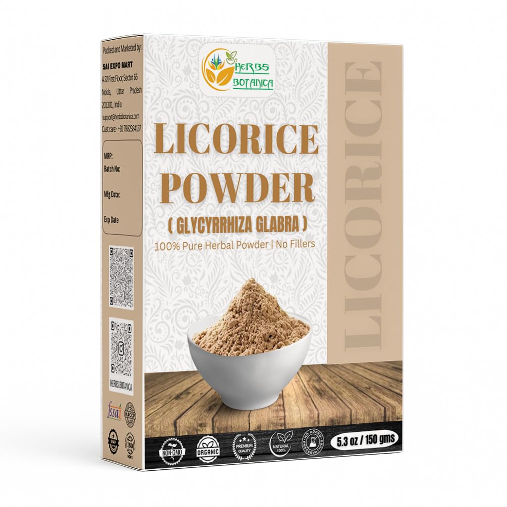 Herbs Botanica Licorice Powder 100% Pure & Natural Licorice Root Powder for Herbal Tea, Skin Care, & DIY Beauty Natural Licorice Root Supplement 5.3 oz Resealable Pack
