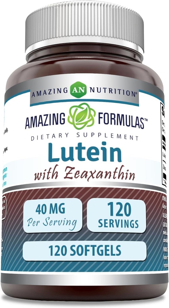 Amazing Formulas Lutein 40 mg with Zeaxanthin 1600 mcg | Softgels Supplement | Non-GMO | Gluten Free | Made in USA (40 mg, 120, Count)
