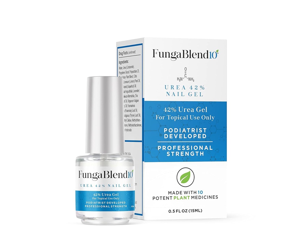 FungaBlend 10 - Urea 42% Nail Gel to Cure Fungus Faster - Delivers Antifungal Medication Directly to Fungus - Quick Results Topical Solution for Toe and Finger Nail Repair Treatment