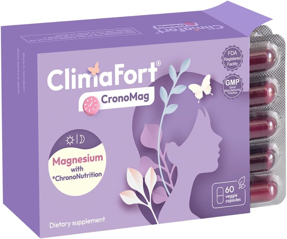 CronoMag | Magnesium for Women in Menopause | 5 Salts Bisglycinate + Glycerophosphate | B12 | Energy Supplement | 1 Month Supply
