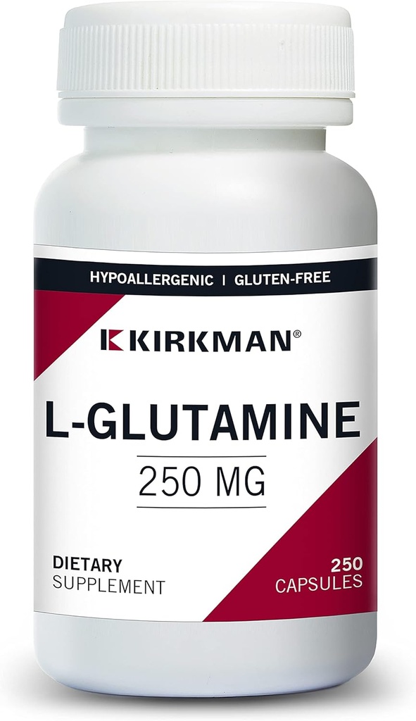 L-Glutamine 250 mg - Hypoallergenic | 250 Vegetarian Capsules | Amino Acid | Gluten and Casein Free