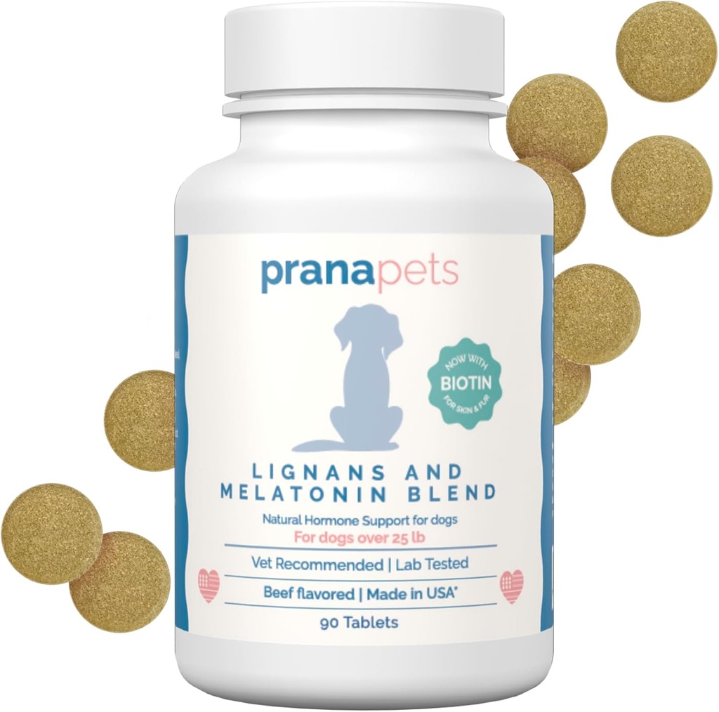 PranaPets Lignans & Melatonin with Biotin Blend Naturally Aids in Relieving Symptoms of Cushing’s in Dogs Over 25 lb | Promote Healthy Balance & Overall Well-Being