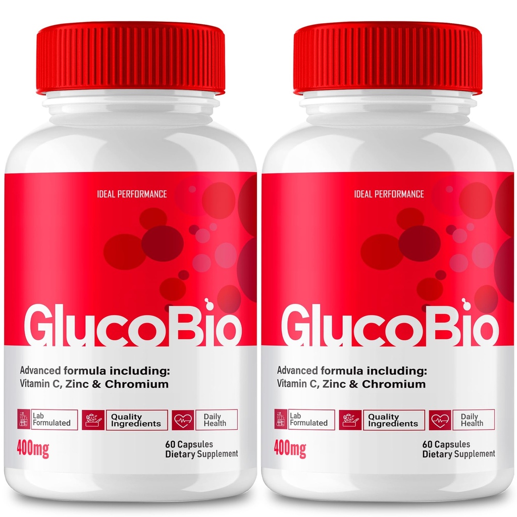 GlucoBio Capsules, Official GlucoBio Support Supplement Pills - Maximum Strength Ingredients, GlucoBio Health & Wellness Capsules, Gluco Bio Capsules Reviews (2 Pack)