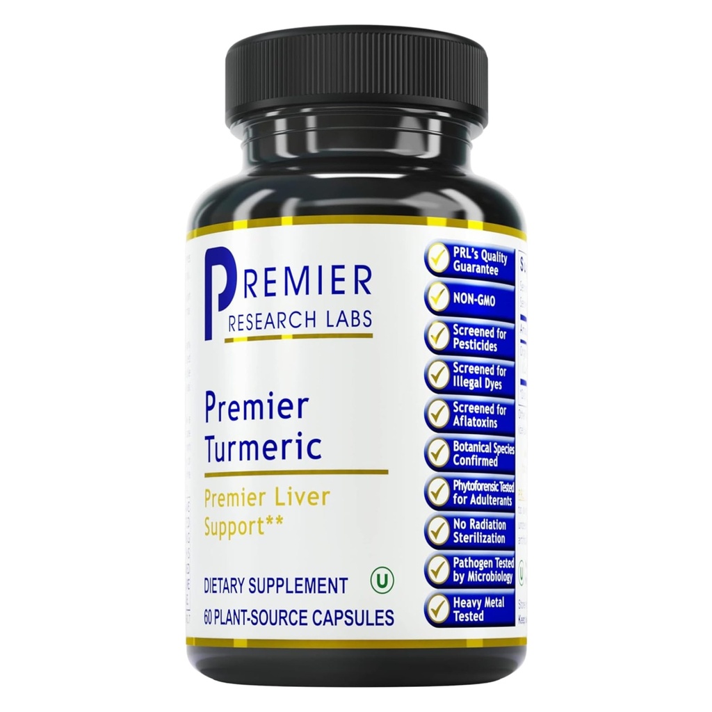 Premier Research Labs Premier Turmeric Capsules - Turmeric Curcumin Supplement, Liver Support, 500 mg of Curcuma Per Capsule - 60 Vegetarian Capsules