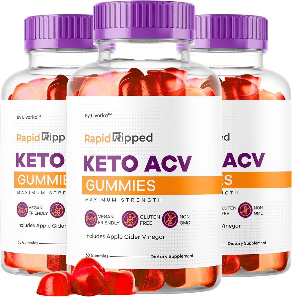 (3 Pack) Rapid Ripped Keto ACV Gummies Advanced Formula 1050MG, RapidRipped Keto Apple Cider Vinegar Gummie, RapidRippedKeto and ACV Gummys Support, 180 Gummies for 3 Months