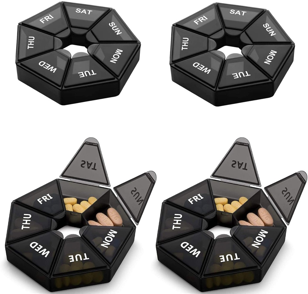 Weekly Pill Organizer Large 7 Day Pill Box Organizer Daily Medicine Case for Vitamin Fish Oil Pills Supplements Arthritis Friendly