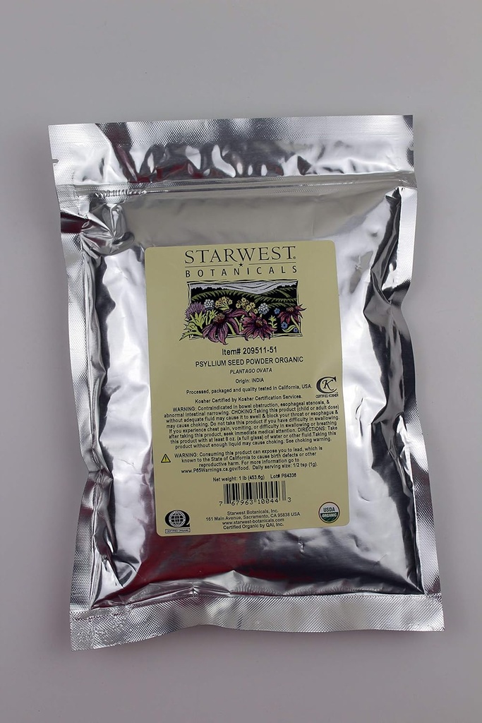 Starwest Botanicals Organic Psyllium Seed Powder, 1 Pound