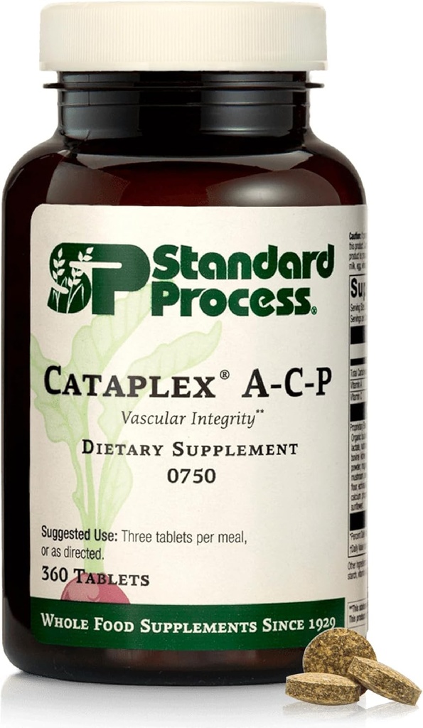 Standard Process Cataplex A-C-P Healthy Cell & Tissue Dietary Supplement - Non-Dairy & Non-Soy - Vascular & Immune Supplement Care - 360 Tablets (120 Servings)