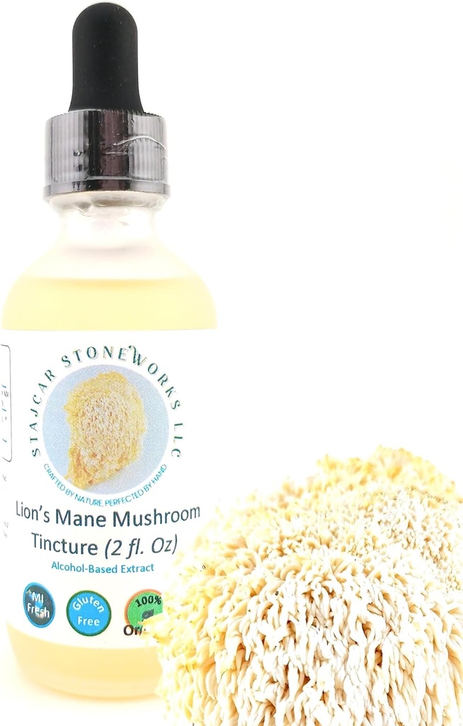 Organic Lion’s Mane Mushroom Alcohol Tincture – Holistic Health – 2 oz Double Extracted, Triple-Micron Filtered Providing Superior Clarity and Purity.