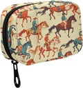 Fustylead Vibrant Retro Western Cowboy Horse Pill Organizer for Purse, Weekly Portable Pill Box with Zipper to Storage Vitamins Fish Oils Medications Supplements