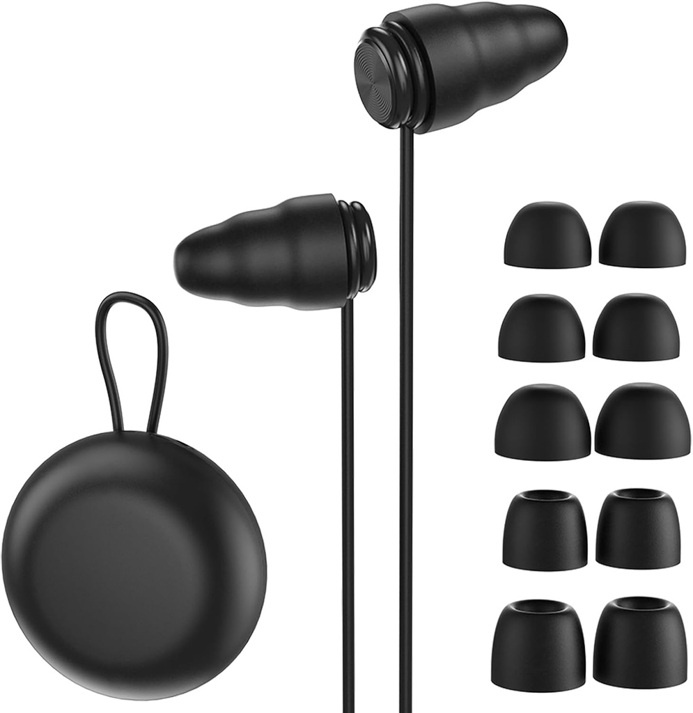 [BRSRAYYRBUNRUC37] Ear Plugs for Sleeping Noise Cancelling,Reusable Hearing Protection Earplug for 25 and 32db Noise Reduction,6 Pair Eartips in S/M/L with Black Storage Case for Focus,Study,Work,Concert