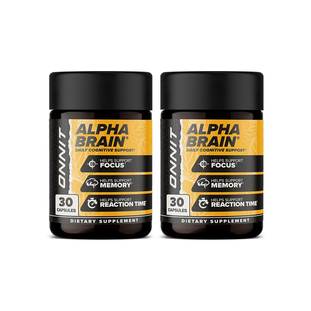 ONNIT Alpha Brain Nootropic Capsules for Men & Women, IGEN Non-GMO Tested Memory, Focus & Mental Clarity Support with L-Theanine and Vitamin B6, 30 Count Each, 2 Pack (60 Capsules)