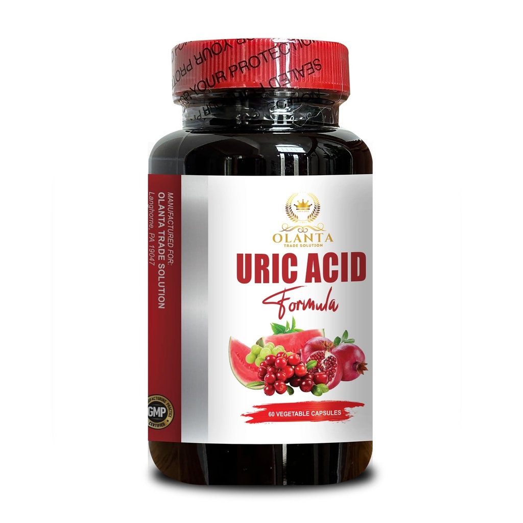 URIC Acid - Uric Acid & Joint Support Capsules, Herbal uric Acid Supplement, Uric Acid Support, Natural Remedy, Gluten Free - 1 Bottle 60 Capsules