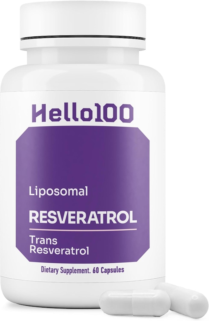 High Purity Liposomal Trans Resveratrol Supplement - Each 250mg Capsule Exceeds 98% Purity of Organic Resveratrol Supplement - Antioxidant Liposomal Resveratrol, Vegan - 60 Capsules
