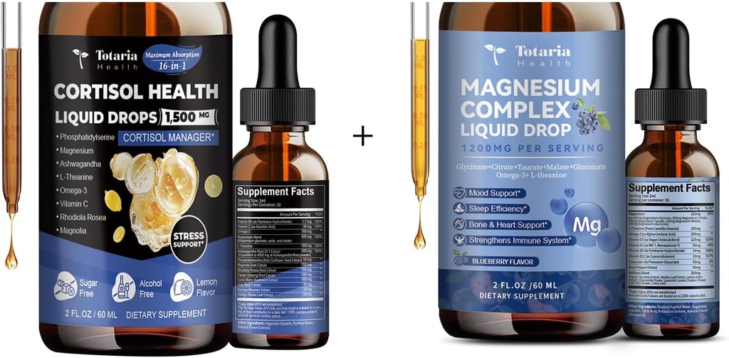 cortisol Supplement Liquid Drops +Magnesium Glycinate Liquid Drop 21 in 1 Magnesium Complex