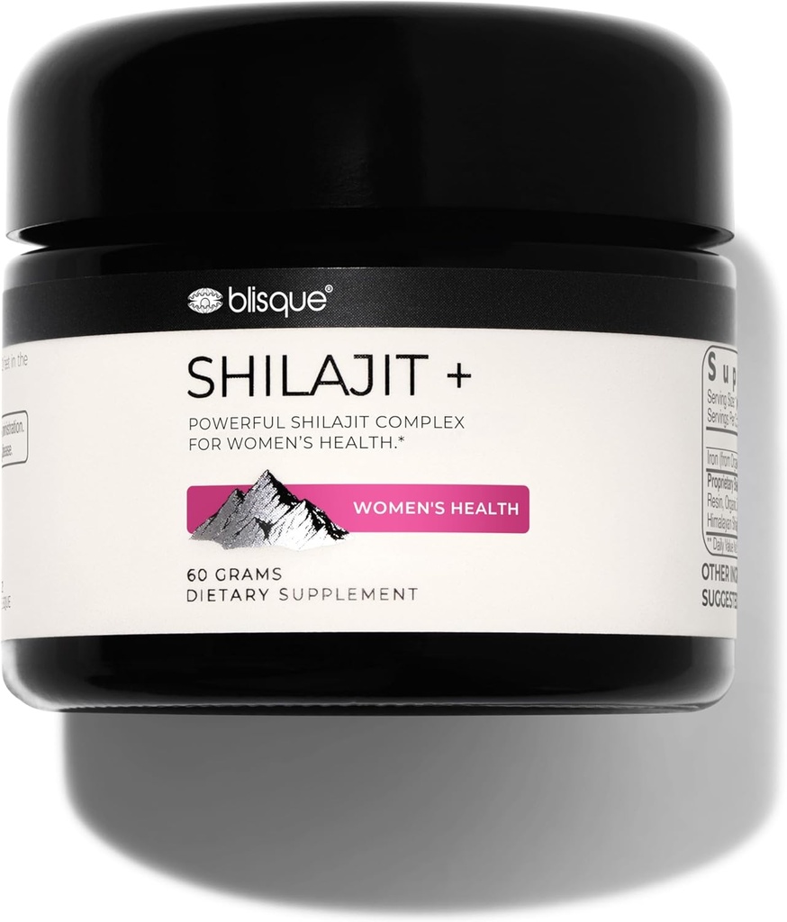 Blisque - Pure Himalayan Organic Shilajit Resin Supplement | for Women’s Health | with Organic Shatavari and Iron | Authentic and Natural | 60 Grams