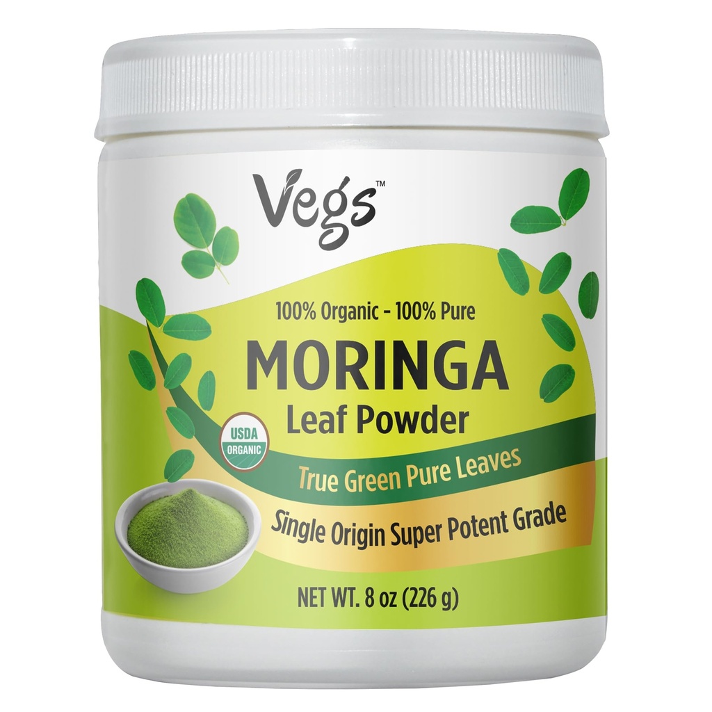 Moringa Powder, The Real Green Freeze Dried Moringa Leaves Organic, Rich Antioxidants, Amino Acids & Nutrients Dense - Native Single Origin, Premium Harvest Moringa Oleifera Leaf Powder, 8 oz