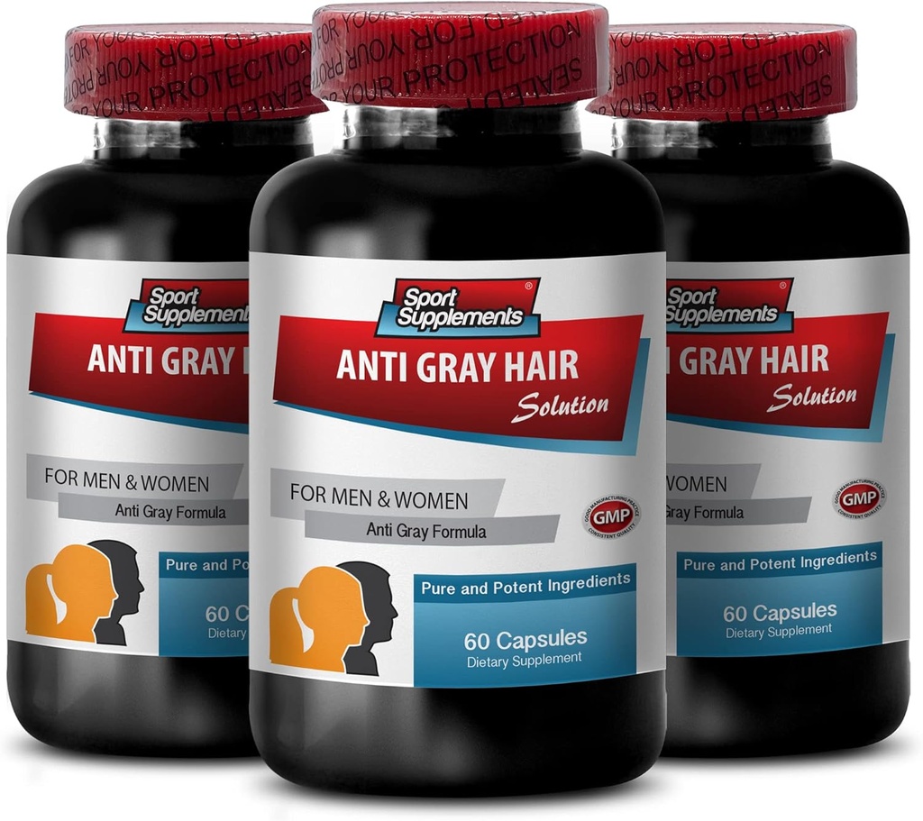 Biotin Pills for Hair Growth - Anti Gray Hair - Chlorophyll Powder, Gray Hair Organic, Gray Hair Restore, Reverse Gray Hair Supplements, Reverse Gray Hair for Men, Reverse Gray Hair for Women 6B 360C