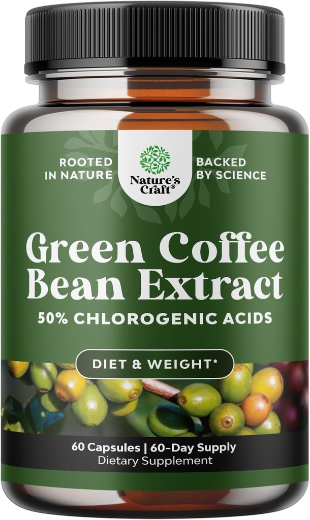 [BRSWKEICBMOAG2TM] Green Coffee Bean Extract for Weight Loss Dietary Supplement Maximum Strength Vitamins No. 1 Antioxidant Increase Energy Boost Metabolism Control Hunger for Women and Men