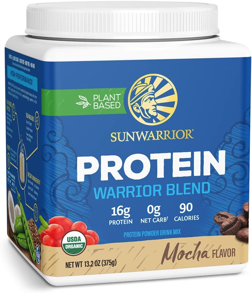 [BRSWG2QYCQMRGEY2] Sunwarrior Organic Plant Based Protein Powder | Vegan Organic Protein Powder Mocha Flavored with BCAA Amino Acids & Hemp Seed Pea Blend | Non-GMO Soy Dairy Filler & Gluten Free (Mocha, 15 Servings)