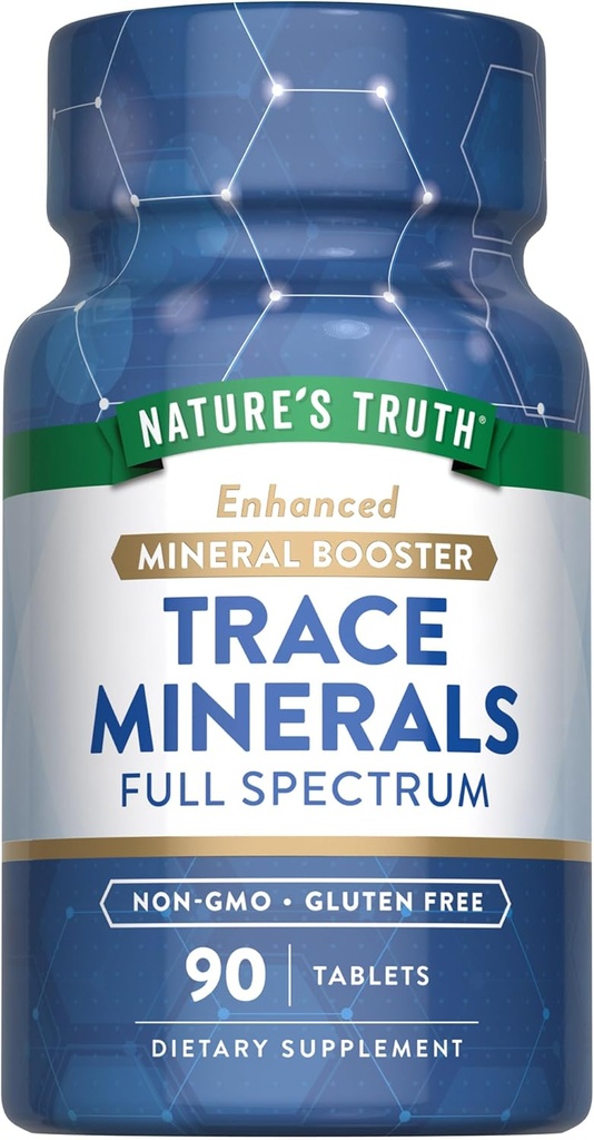 Nature's Truth Trace Minerals Supplement | 90 Tablets | Enhanced Mineral Booster | Non-GMO & Gluten Free Supplement