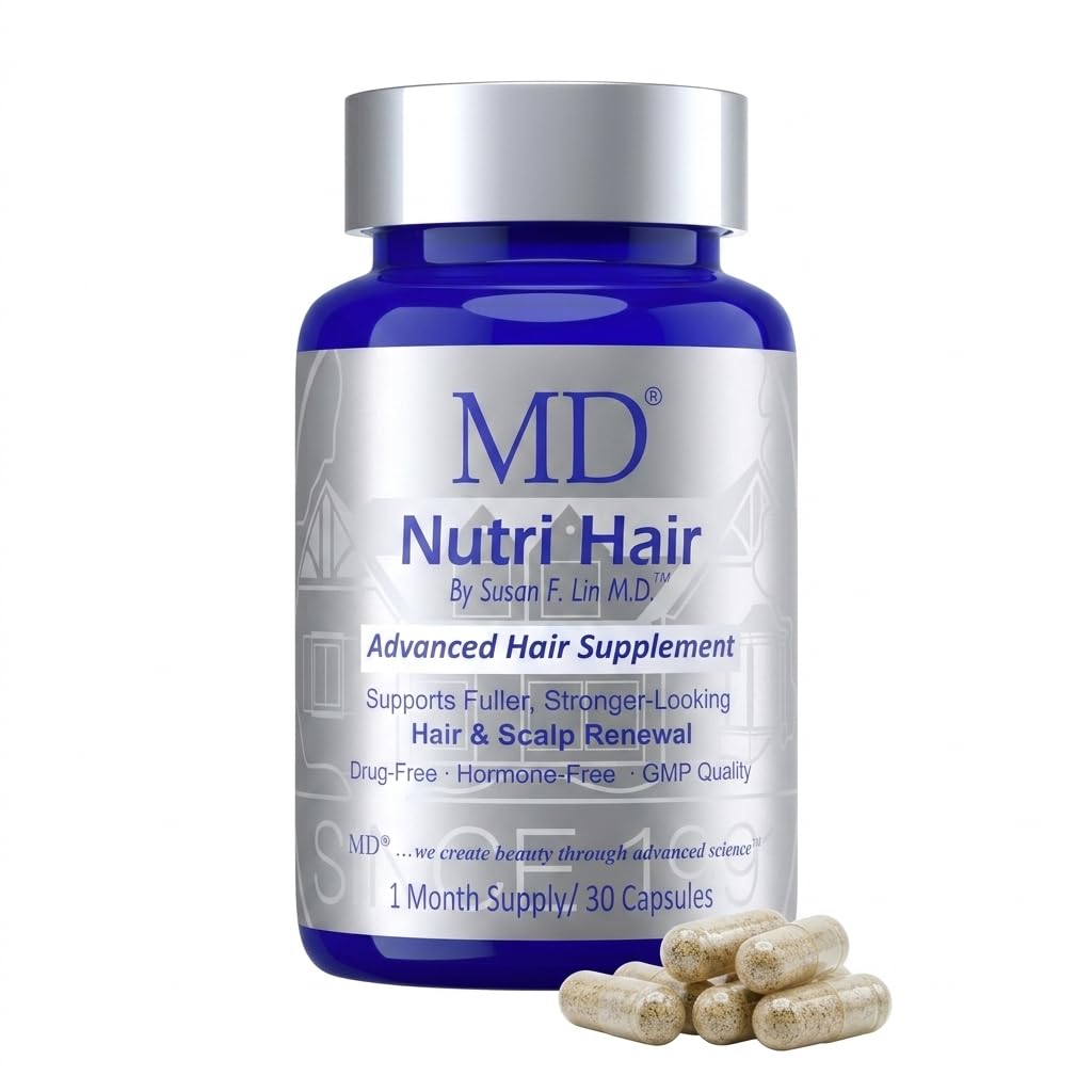 MD Nutri Hair Growth Supplement for Thinning and Hair Loss, Reduces Shedding, Lilac Stem Cells with Marine Collagen and Biotin, 30 Vegetable Capsules