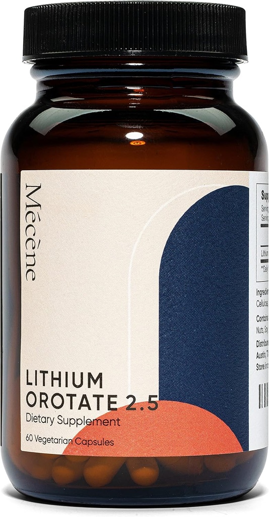 Lithium Orotate 2.5mg of Elemental Lithium, 60 Vegetarian Capsules, Dietary Supplement, Non-GMO
