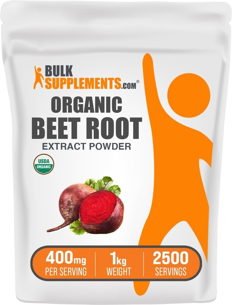 BulkSupplements.com Organic Beet Root Extract Powder - Organic Beet Root Powder, Superfood Supplement - Vegan & Gluten Free, 400mg per Serving, 1kg (2.2 lbs) (Pack of 1)