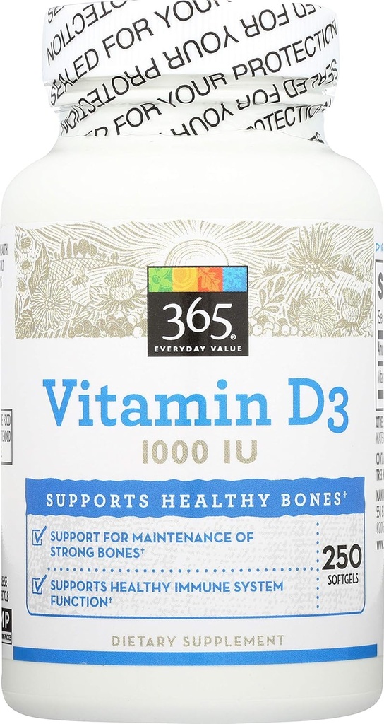 365 by Whole Foods Market, Vitamin D3 1000 IU, Capsule, 250 ct